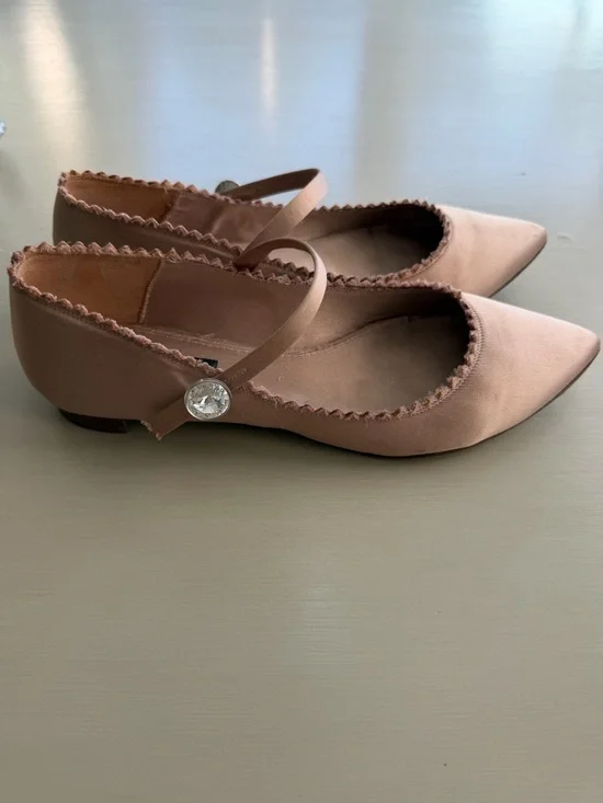 Pedro Garcia Nude Pink Pointed-Toe Mary Jane Flats - Picture 2 of 3